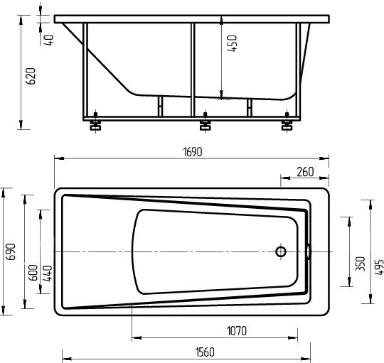 Акриловая ванна Aquatek Либра LIB170-0000024 169x69 R фото 5