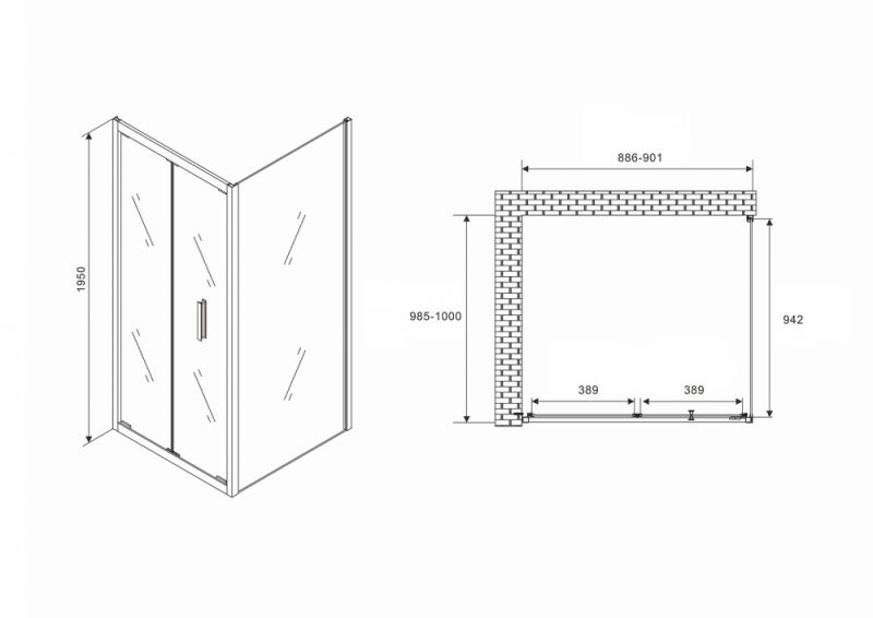 Душевой уголок ABBER Sonnenstrand AG07090B-S100B 90х100, профиль черный, стекло прозрачное фото 5