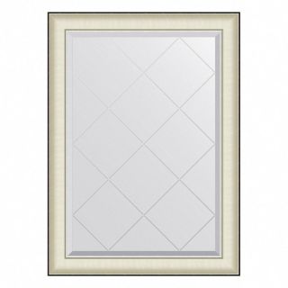 Зеркало настенное с гравировкой Evoform Exclusive-G в багетной раме белая кожа с хромом, 74х102 см, BY 4569