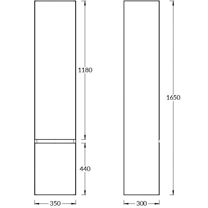 Пенал подвесной Kerama Marazzi Cubo CU.165rh\WHT 35х165 см, R