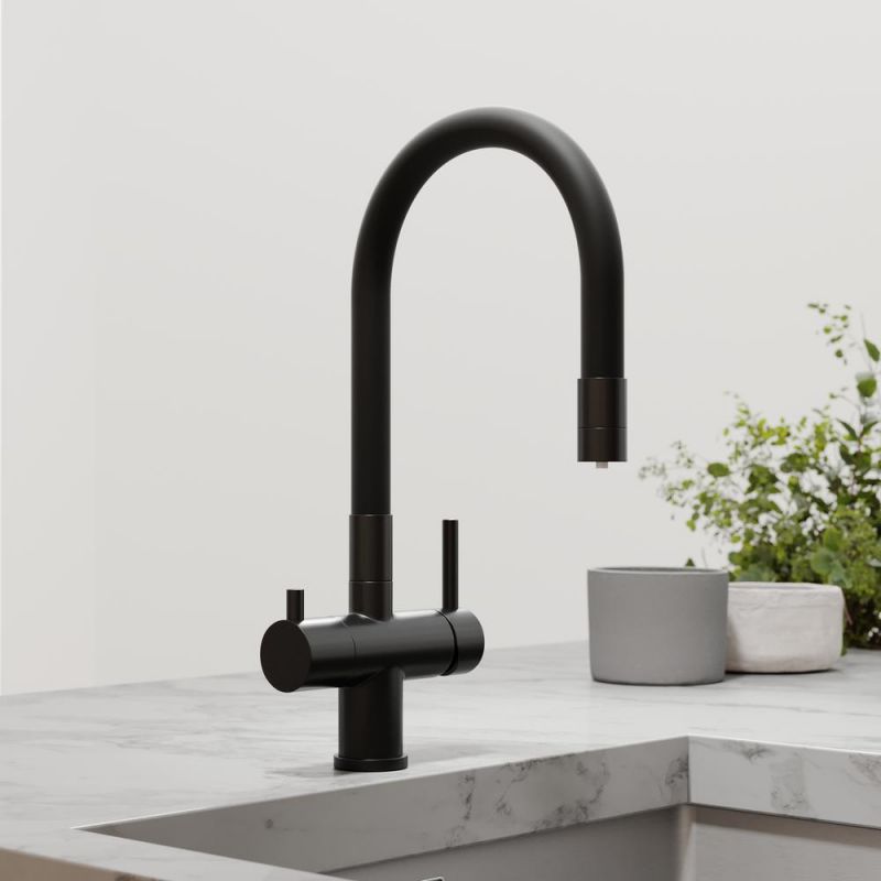 Смеситель для кухни SANCOS Lucia SC4004MB, матовый черный фото 7