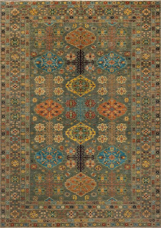 Пакистанский ковер из шерсти Carpet «KAZAK ROYAL» 231574-GRN-GRN 279 x 366 см