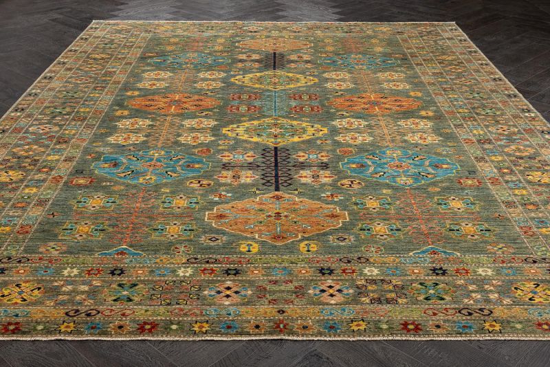 Пакистанский ковер из шерсти Carpet «KAZAK ROYAL» 231574-GRN-GRN 279 x 366 см