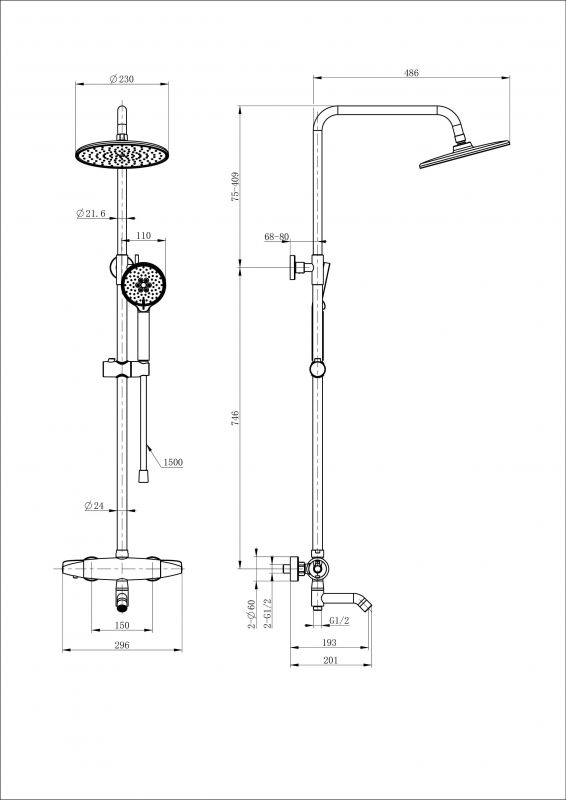 Душевая стойка с термостатом WONZON & WOGHAND WW-B3031-A3-BG Золото фото 2