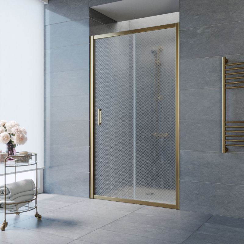 Душевая дверь Vegas Glass ZP 150 05 R04, профиль бронзовый, стекло с узором фото 1