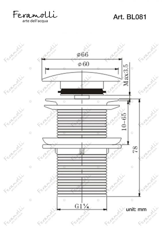 Донный клапан Feramolli Ele BL081, черный