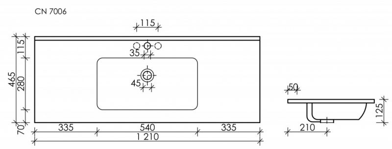 Раковина-столешница Ceramica Nova Element CN7006 120х47 см