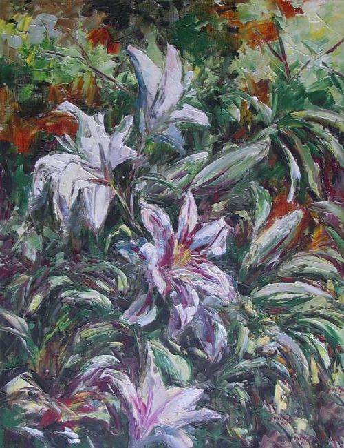 Картина "Лилии белые и с красной сердцевиной" Светлана Круглова