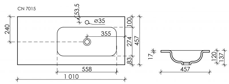 Раковина накладная Ceramica Nova Element CN7015 R 102 см фото 2