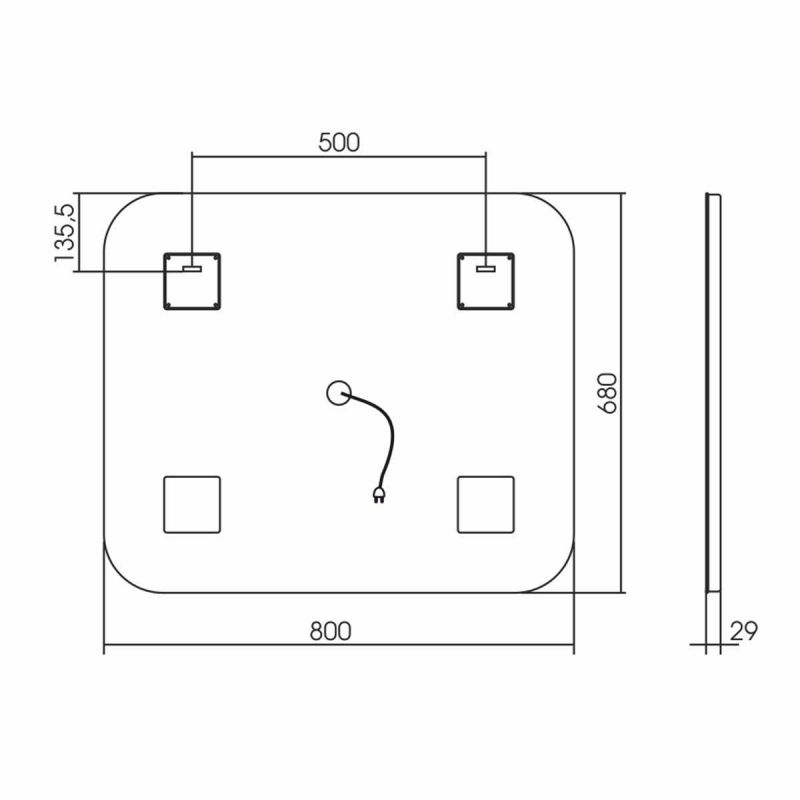 Зеркало Vincea VLM-2A800 800x680 с LED-подсветкой