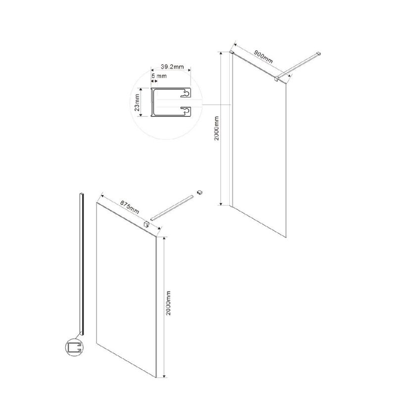 Душевая перегородка Vincea Walk-In VSW-1H900MRGM, 90 см