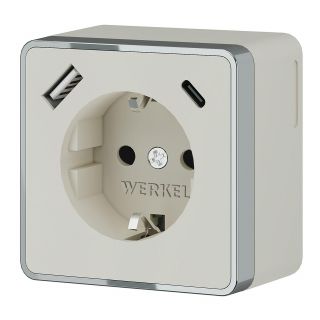 Розетка с заземлением, шторками и USB тип A+C Werkel Gallant (слоновая кость) W5071703