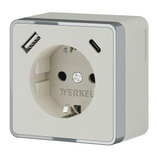 Розетка с заземлением, шторками и USB тип A+C Gallant (слоновая кость) Werkel W5071703