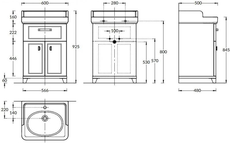 Тумба напольная Kerama Marazzi Pompei PO.N.60.1\WHT 56х84 см