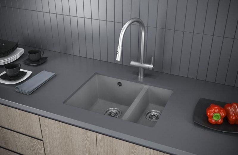 Кухонная мойка KuchenStern UNDER 60-2 102BL10 Черный BL фото 2