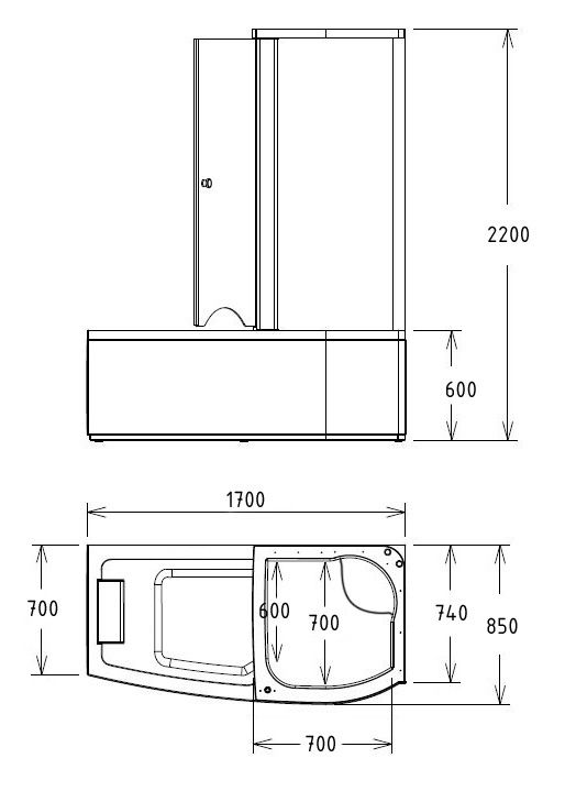 Акриловая ванна Gemy G8040 C R 170x85 R фото 4