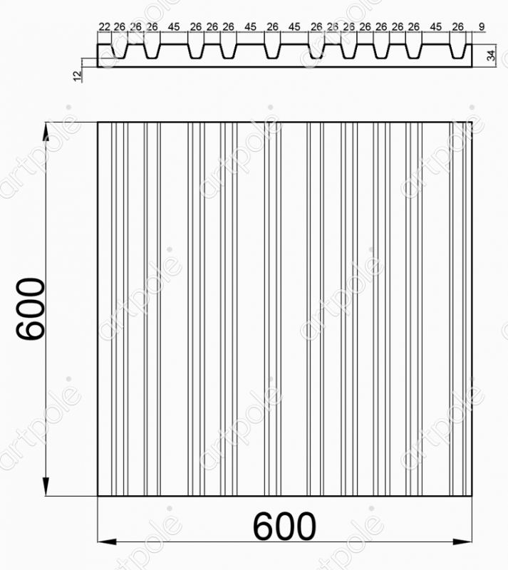 Гипсовая 3D панель Artpole BARCODE BIG 1 D-0009-1 600x600x34 мм фото 2