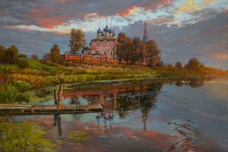 Картина "Вечерний свет" 60x120 Панов Эдуард Парфирьевич