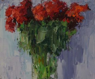 Картина "Красные цветы" Олег Аверченков