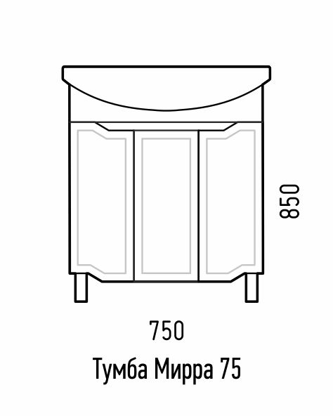 Тумба под раковину напольная  Corozo Мирра 75 SD-00001515, 68,8х85 см