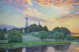 Картина "Вечер над рекой" Сапожников Юрий