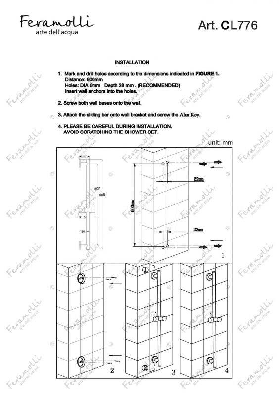 Штанга для душа Feramolli Tropicale CL776, хром фото 2