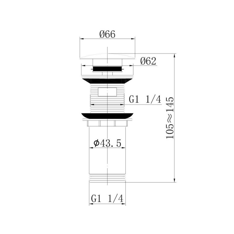 Донный клапан Abber AF0010B с переливом, черный матовый