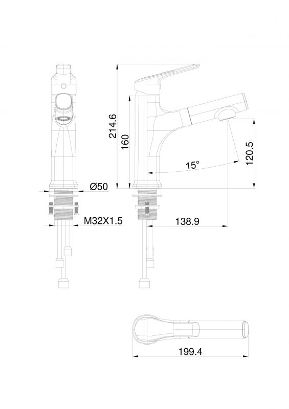 Смеситель для раковины с выдвижным изливом WONZON & WOGHAND WW-AE4151-MW Белый фото 2