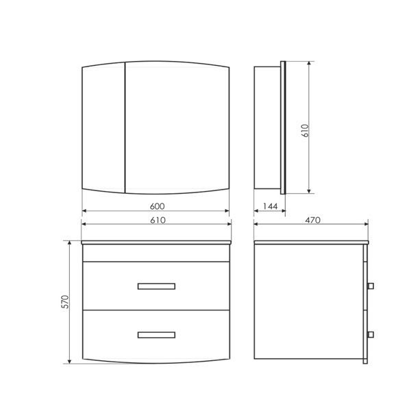 Тумба-умывальник Лаура-60-2 подвесная с раковиной Comforty 00003129351