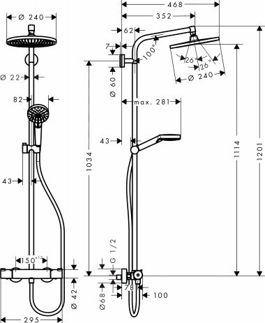 Душевая стойка Hansgrohe Crometta S 240 1jet Showerpipe 27267000