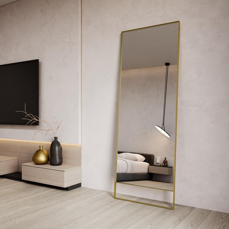 Напольно-настенное зеркало в раме GENGLASS HALFEO SLIM LEG XL BD-2551306 золотое фото 5