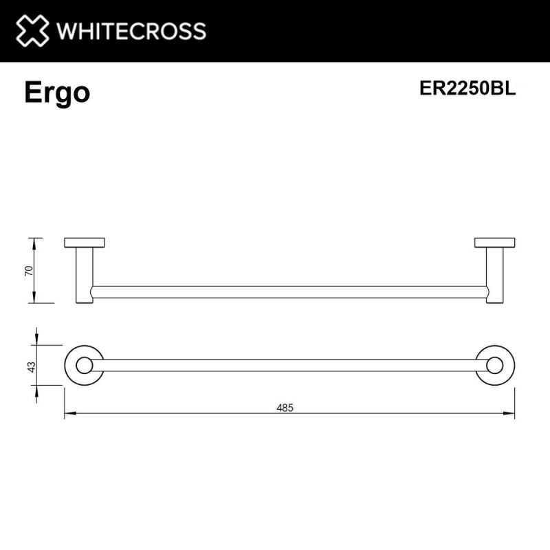 Полотенцедержатель WHITECROSS Ergo ER2250BL, черный матовый, 45 см