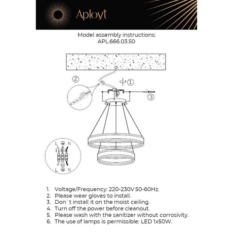 Люстра подвесная Aployt Lor LED 3000К(теплый) 50W APL.666.03.50 фото 2