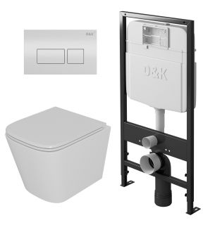 Подвесной унитаз D&K Berlin DS1431601 с инсталляцией и клавишей смыва