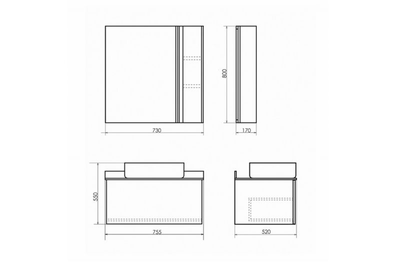 Зеркальный шкаф Comforty Эдинбург-75 00004149063 светлый бетон