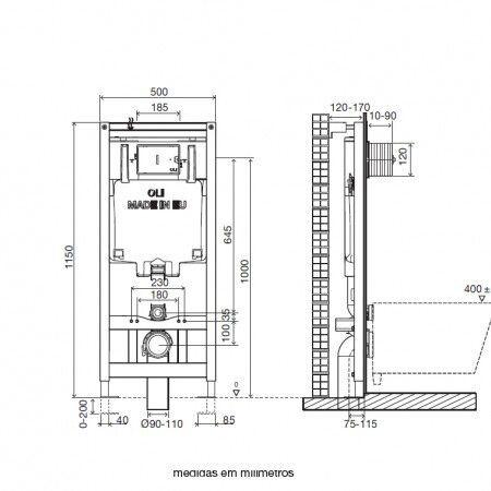 Инсталляция для унитаза Oli 80 300573p пневматика