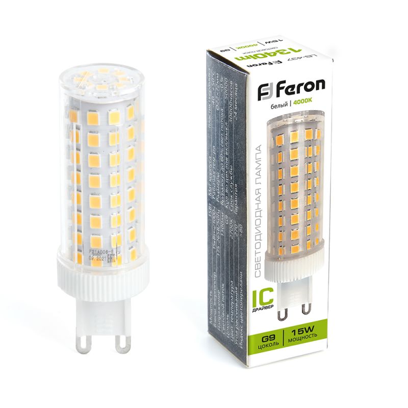 Лампа светодиодная Feron 15W G9 4000K 38213 фото 1