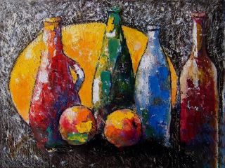 Картина "Бутылки на темном фоне" Григорий Жадько