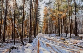 Картина "Дорога в зимнем лесу" Корбух Наталия