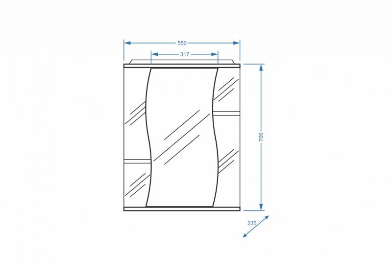 Зеркальный шкаф Stella Polar Волна SP-00000042 55х70 см R
