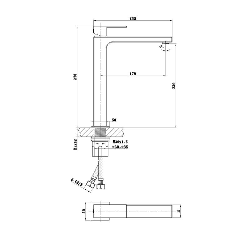 Смеситель для раковины Vincea Cube VBF-1C02MB черный