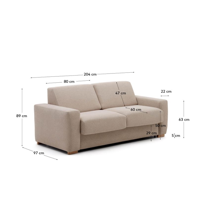 3-местный диван-кровать La Forma (ex Julia Grup) Anley бежевого цвета 204 см