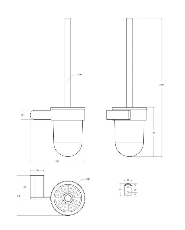 Ёршик для унитаза CEZARES STYLUS-TBS-V-BORO, золото