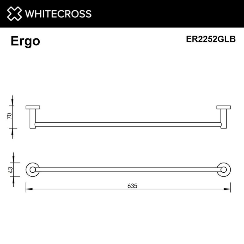 Полотенцедержатель WHITECROSS Ergo ER2252GLB, брашированное золото, 60 см