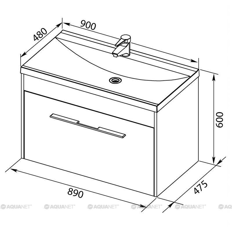 Тумба с раковиной Aquanet Августа 90 белый 00225441