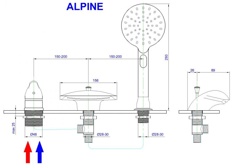 Смеситель на борт ванны Royal Bath  ALPINE RB2102 фото 2