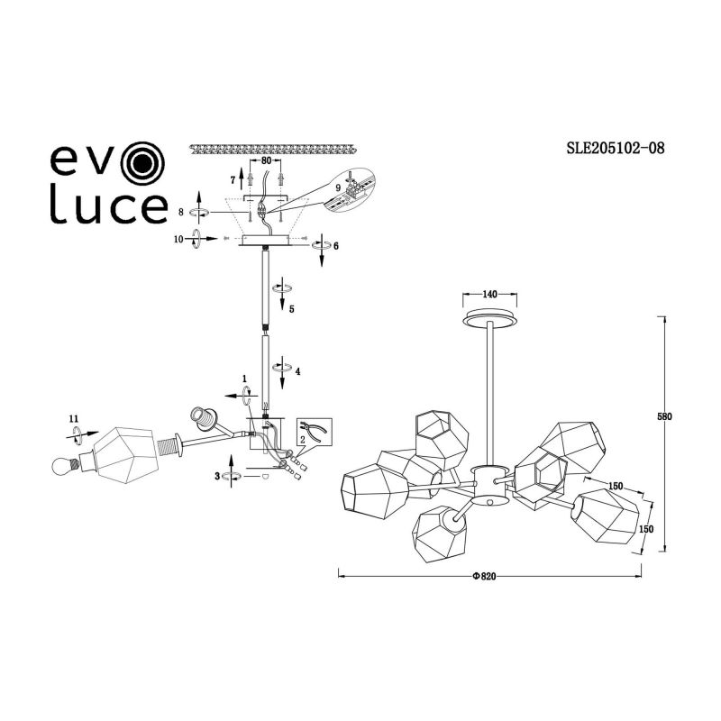 Люстра потолочная Evoluce Teramo SLE205102-08