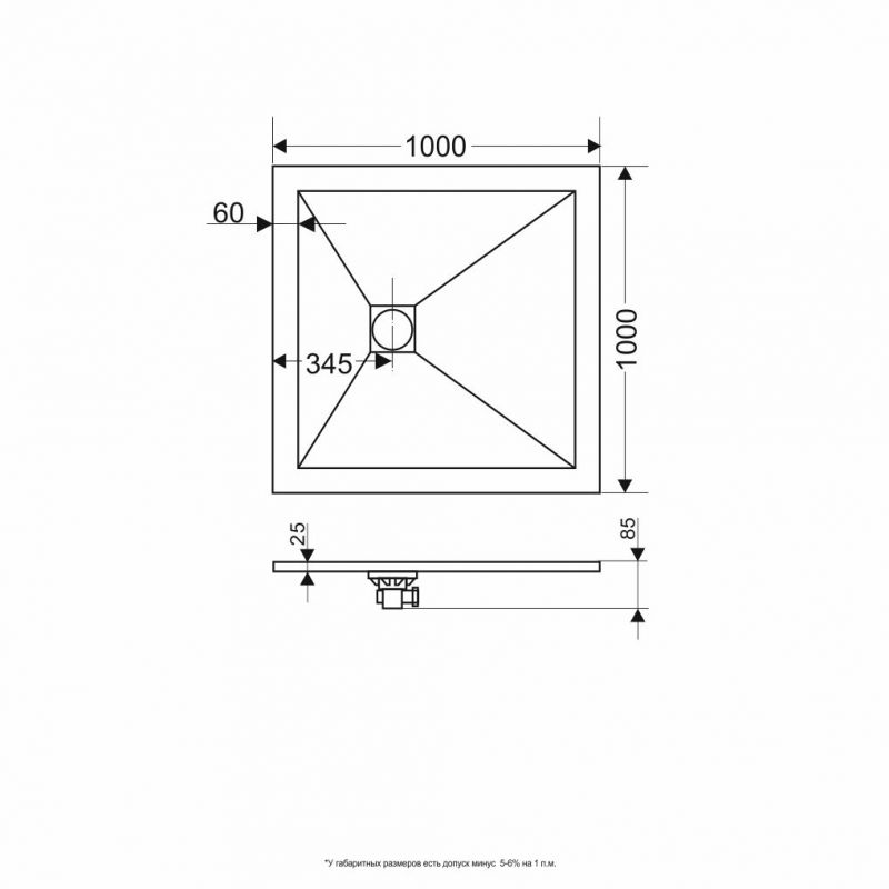 Душевой поддон RGW ST-G 16152100-02 графит 100x100 см