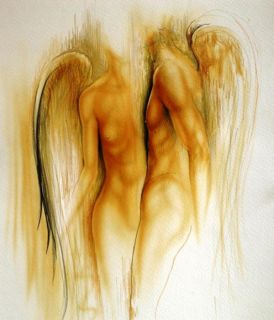 Картина "Два Ангела" 50x40 Красавин-Белопольский Юрий