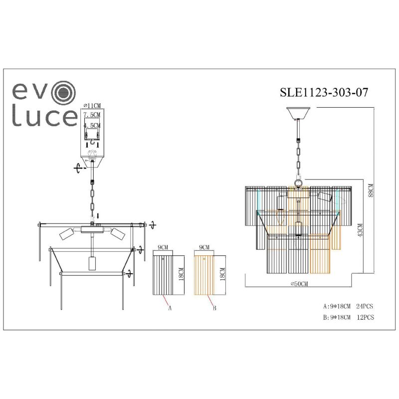 Люстра подвесная EVOLUCE TRESA SLE1123-303-07